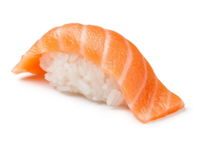 Orange salmon nigiri sushi at Toshi Restaurant, Sushi Restaurant in Beaverton